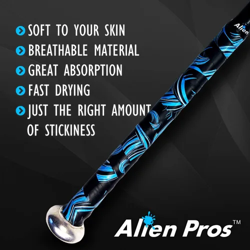 Vista 4 de ALIEN PROS Cinta de agarre de bate para béisbol de 0.020 in (paquete de 1 o 3) - Cinta de bate precortada y Pro Feel - Reemplazo para agarre de bate