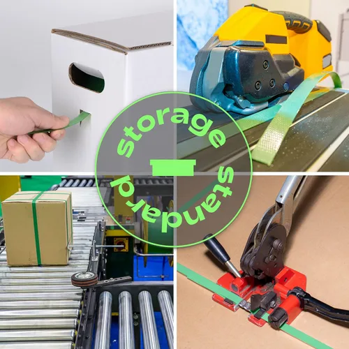 Vista 6 de Rollo de bandas de embalaje de alta resistencia, poliéster verde PET de grado industrial, bobina de correa de palé de 1000 x 5/8 x 0.035 pulgadas