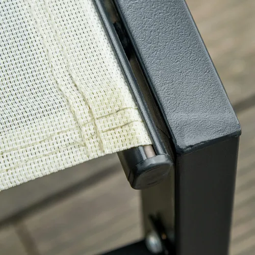Vista 8 de Outsunny Tumbona para exteriores con ruedas, reclinable de cinco posiciones para tomar el sol, tomar el sol, marco de acero, tela transpirable