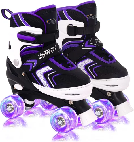 Vista 10 de Patines ajustables para niñas y niños, patines de 4 tamaños con todas las ruedas iluminadas para niños