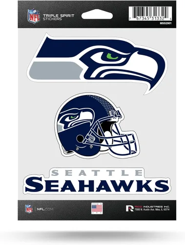 Vista 3 de Rico Industries NFL Football Triple Spirit Stickers Hoja de calcomanías triples