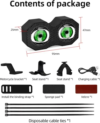 Vista 9 de Luz trasera de bicicleta de Demon Eyes mejorada 2026, luz trasera LED inteligente impermeable con 82 preajustes, ojos programables, luz trasera