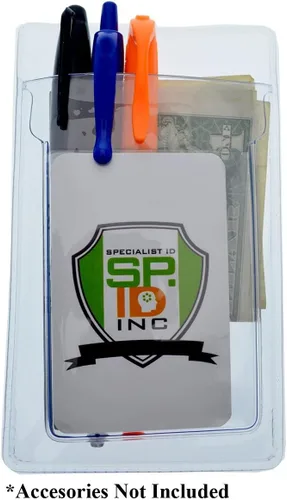 Vista 7 de Protector de bolsillo resistente con soporte vertical para tarjetas de identificación, organizador de bolsillo de plástico transparente