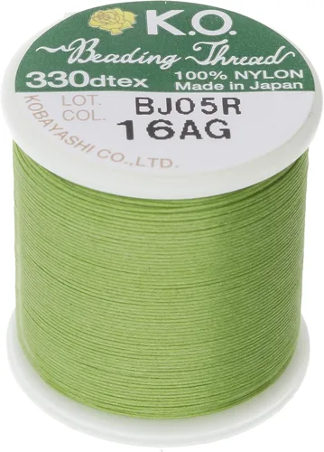 KO Hilo de nailon para cuentas, color verde manzana, japonés previamente encerado 100% nailon, 330TEX, resistente a enredos, carrete de 50 m / 55