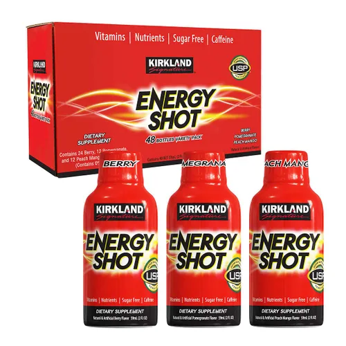 Kirkland Signature Energy Shot (48 unidades), 24 bayas, 12 granadas y 12 naranjas, 2 onzas líquidas cada uno, 48 unidades (paquete de 1)