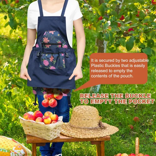 Vista 2 de Gardening Apron with Quick Release Pockets for Women and Men, Water Resistant Picking Pouch