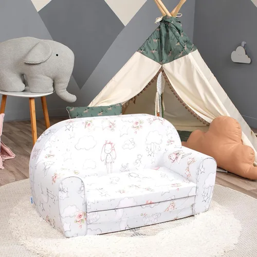 Vista 31 de Delsit Sofá infantil para niños pequeños – Sofá convertible de espuma 2 en 1 a tumbona, cómoda silla abatible para niños, fabricada en Europa