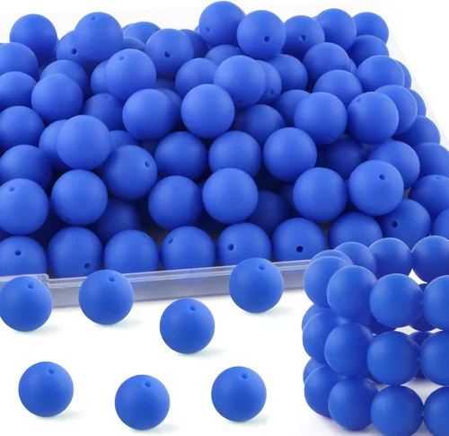 Vista 103 de 160Pcs 12mm de abalorios de silicona para hacer llaveros, pulseras, collares, abalorios redondos de silicona a granel para bolígrafos (negro)