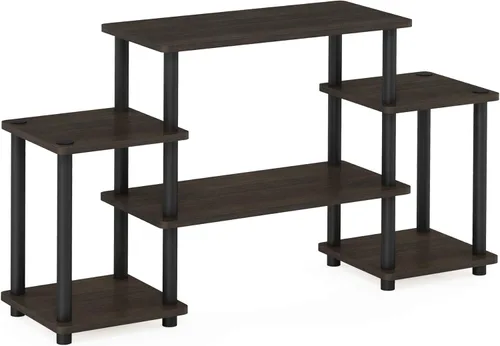 Vista 6 de Furinno Turn-N-Tube No Tools Entertainment TV Stands, Dark Brown/Black