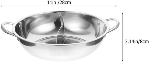 Vista 6 de Olla dividida de doble sabor Shabu Shabu Olla con divisor de doble cara antiadherente caliente 11.0 in dividido caliente para inducción estufa