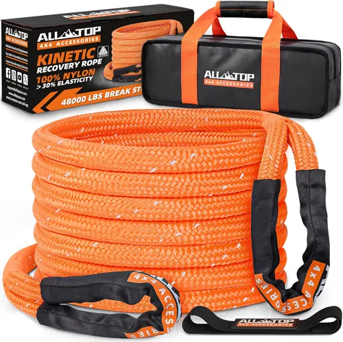 Vista 14 de Kit de recuperación cinética de ALL-TOP con 2 grilletes suaves, 21772 kg, 2.54 cm x 6.1 m, resistencia pesada con +30% de elasticidad, límite