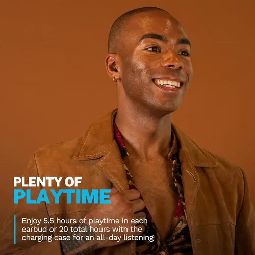 Vista 4 de JLab JBuds Mini Tones True Wireless Auriculares Inalámbricos Bluetooth + Funda de Carga, (4625 W), IP55 a Prueba de Sudor y Polvo, Bluetooth