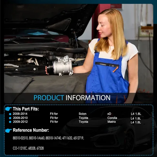 Vista 2 de XiaGeng Compresor de CA con embrague compatible con Toyota Corolla 2009-2010, Matrix 2009-2012, Scion xD 2008-2014 1.8L