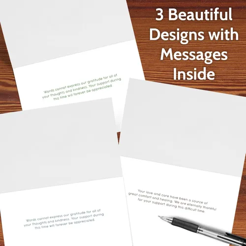 Vista 4 de T MARIE 96 tarjetas de agradecimiento funerarias de lámina dorada, diseños de estilo rústico de 4.5 x 6.25 pulgadas, notas de agradecimiento a