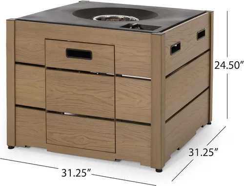 Vista 11 de Christopher Knight Home Archie Outdoor - Fogata cuadrada de 40,000 BTU, color marrón