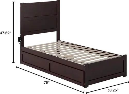 Vista 10 de AFI NoHo - Cama de plataforma de tamaño individual con estribo y cama corrediza individual en espresso