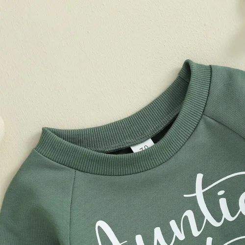 Vista 3 de fhutpw Sudadera de manga larga con estampado de letras para bebés, niños y niñas, ropa de otoño