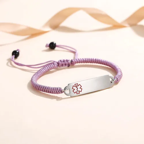 Vista 2 de AOAMID Pulseras de alerta médica para mujer, ajustables, personalizadas, gratis, grabadas, pulseras de identificación médica, 6.5-8 pulgadas