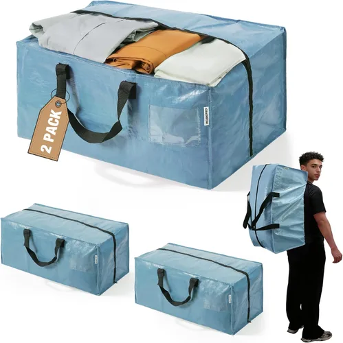 Vista 23 de WORKPRO 1 paquete de bolsas de mudanza extra grandes con cremalleras y asas de transporte, correas de mochila, bolsa de almacenamiento resistente