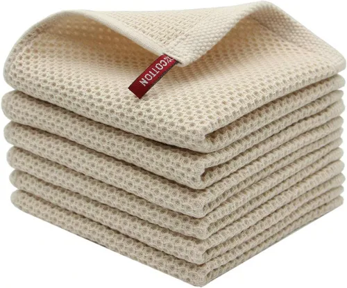 Mia'sDream Trapos de cocina de algodón natural, trapos de cocina de tejido gofre, paños suaves para lavar platos, paños absorbentes de mano de