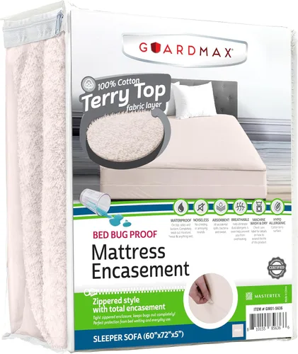 Vista 41 de Guardmax Funda de colchón individual con cremallera, protector de colchón 100% impermeable, suave y absorbente de algodón de rizo superior