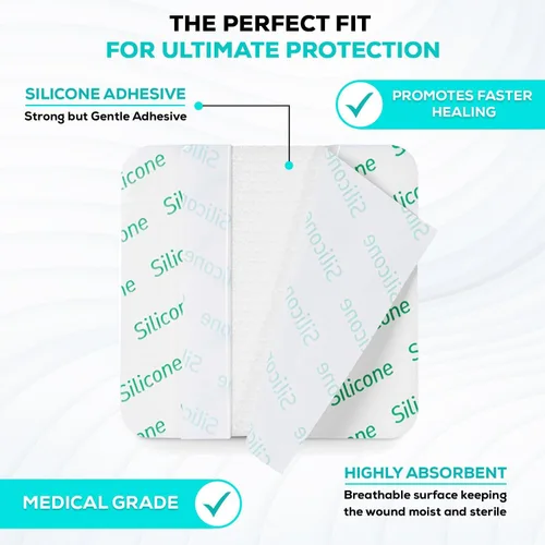 Vista 4 de MedVance TM Silicone - Apósito absorbente de espuma adhesiva de silicona, 4 x 4 pulgadas, caja de 5 apósitos