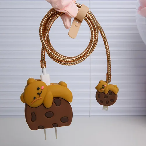 Vista 4 de Funda de Cargador Compatible con iPhone Adaptador de Corriente USB-C de 20W Cargador Diseño de Dibujos Animados Lindo en 3D Funda de Cargador