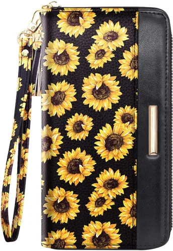 Vista 8 de Carteras para mujer, organizador de tarjetas de piel sintética, bolso de mano con borla para la muñeca, Casual