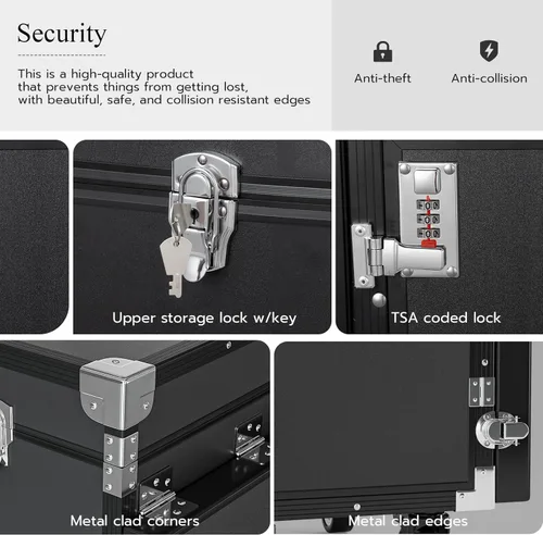 Vista 3 de Icoget Escritorio portátil para uñas, mesa de manicura plegable con ruedas, estuche de tren de maquillaje para enseñar uñas, 2 fundas de escritorio