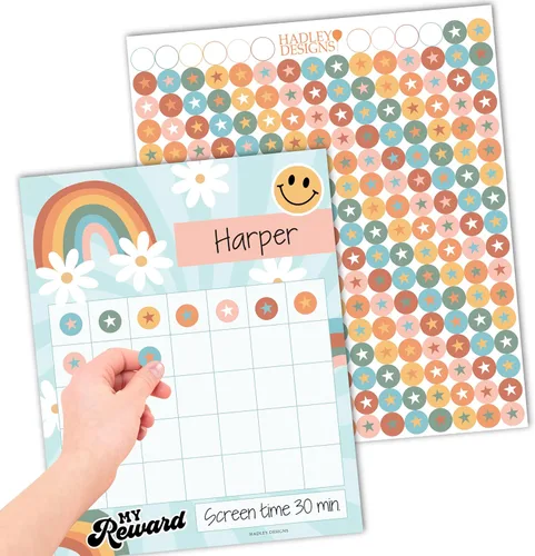 Tabla de calcomanías de estrellas para el comportamiento de los niños -25 calcomanías para niños pequeños, tabla de recompensas para incentivos