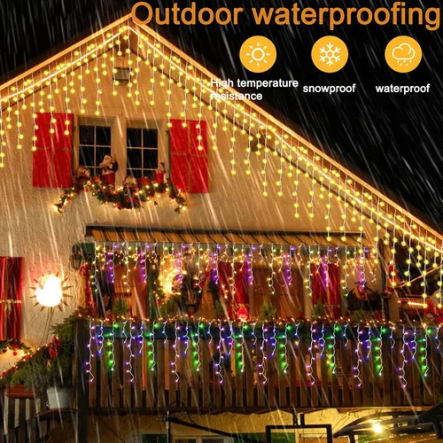 Vista 3 de SOSHOT Cadena de Luces de Navidad para Exteriores - 49 pies/15M 640 LED 8 Modos con Control Remoto y App, Luces de Navidad Impermeables para Patio