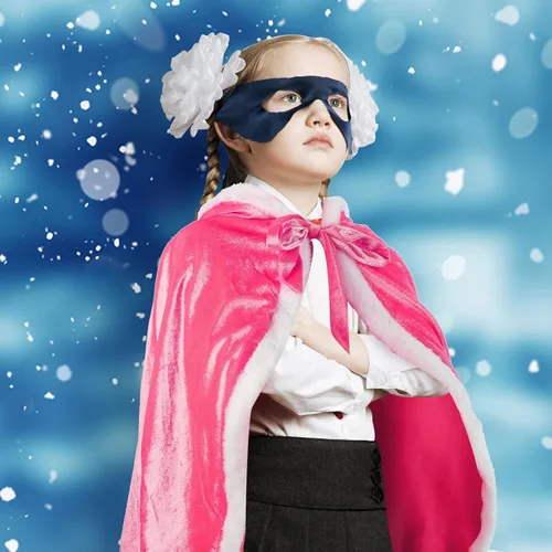 Vista 5 de Capa con capucha de princesa de piel para niñas, disfraz de princesa, ropa de fiesta multicolor para niños de 2 a 10 años, Navidad, carnaval