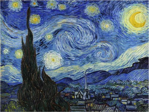 Vista 2 de Lienzo decorativo para pared de Vincent van Gogh, noche estrellada, 14 x 19 pulgadas