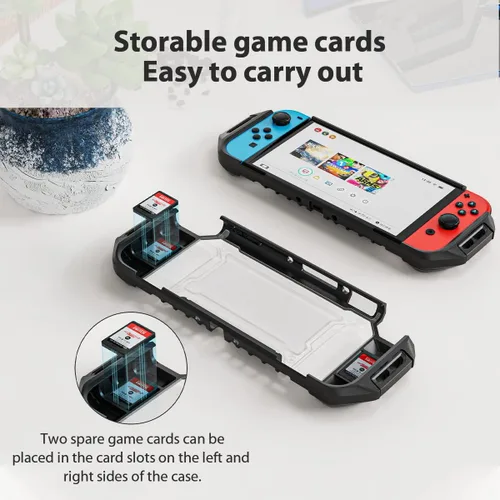 Vista 3 de Switch OLED - Funda protectora acoplable para Nintendo Switch OLED modelo 2021, cómoda con ranuras para tarjetas de juego y correa de mano, 1