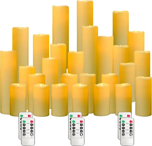 Vista 14 de YIWER Velas sin llama impermeables, juego de 9 velas LED de pilas para exterior con control remoto, velas falsas eléctricas, para Halloween