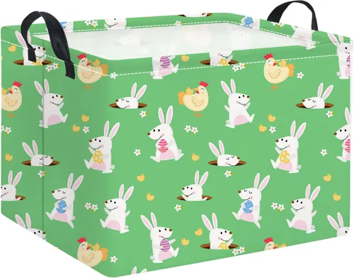 Vista 26 de HIYAGON - Cesta de Animales del Bosque Rectangular, Cesta de Almacenamiento para Bebé, Caja Organizadora de Almacenamiento, Caja de Decoración
