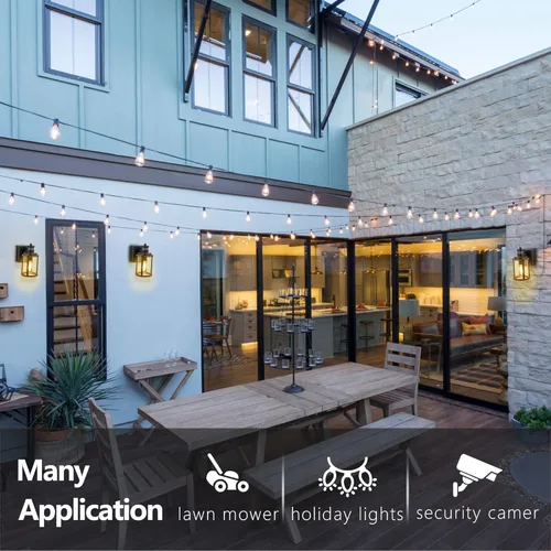 Vista 6 de Luces de pared para exteriores con salida GFCI, luces de porche con sensor de movimiento para casa, 3 modos, accesorio de luz exterior del atardecer