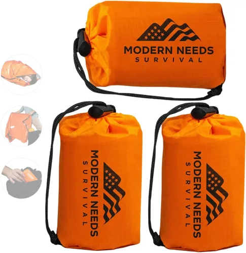 Vista 10 de MODERN NEEDS Emergency Sleeping Bag Survival – Thermal Blanket & Bivy Sack Emergency Bivy & Survival Blanket Outdoor Sleeping Bag & Hiking