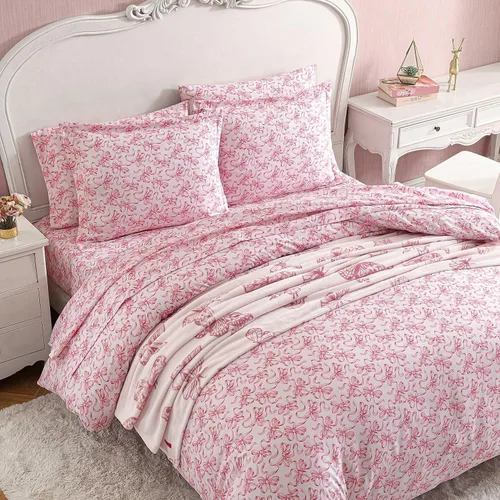 Vista 3 de Betsey Johnson - Juego de funda de edredón tamaño twin, ropa de cama de algodón suave con funda de almohada a juego, artículos esenciales