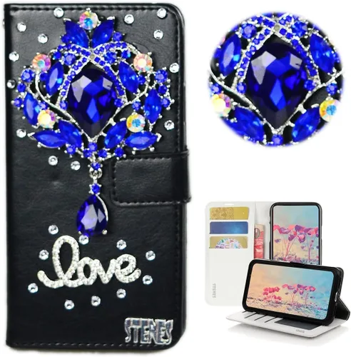 Vista 15 de STENES Bling Wallet - Funda para teléfono compatible con Samsung Galaxy Z Fold 3 5G, elegante, hecha a mano, 3D, hecha a mano, ballet, pintalabios