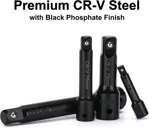 Vista 4 de Mayouko Juego de barras de extensión de 1/4", 3/8", 1/2", CR-V, 9 barras de extensión de enchufe para áreas estrechas y profundas