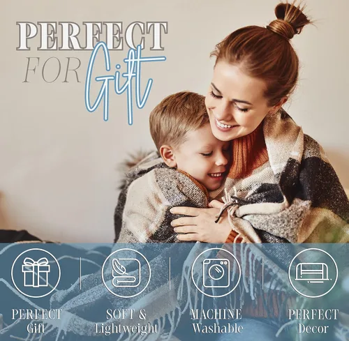 Vista 6 de Elegant Comfort Manta ligera estampada para sofá - Para todas las estaciones, ultra suave, acogedora y mullida - Mantas decorativas para sofá, Gracey