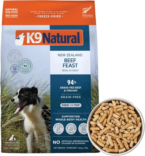 Vista 27 de K9 Natural Carne Liofilizada para Perros, Comida Completa Natural de Alta Carne o Aditivo para Comida para Perros, Carne Alimentada con Pasto