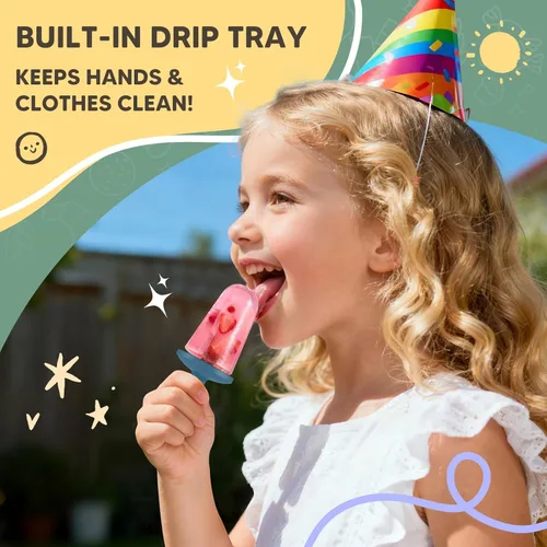 Vista 3 de Juego de moldes para paletas de 4 piezas, fabricante de paletas caseras de silicona, moldes para helados de fácil desmolde, moldes pop DIY Azul