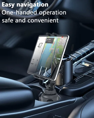 Vista 6 de Charchendo Adjustable Extendable Cup Holder Tablet Stand - 4-12.9 inch Tablet & Phone Mount, Non-Slip Secure Clamp, for Car/Truck, Fits iPad