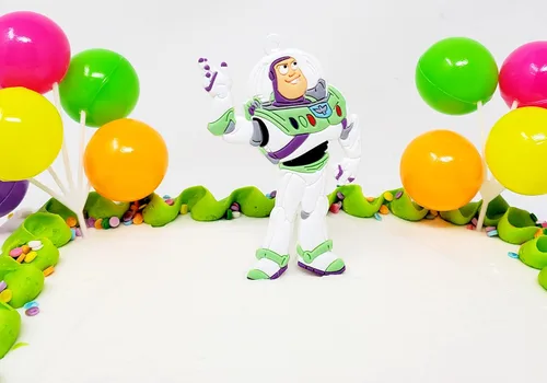 Vista 2 de Buzz Lightyear - Juego de decoración para pastel de cumpleaños de 7 piezas (diseño único)