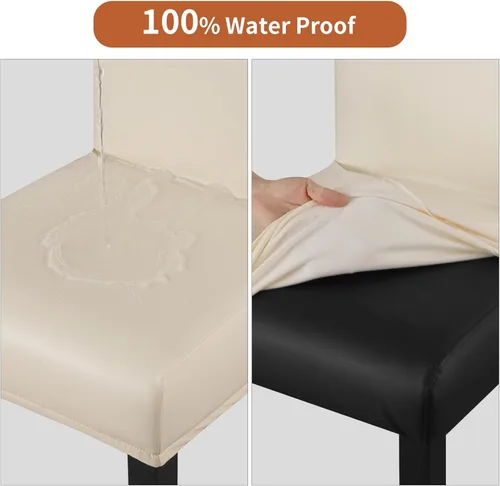 Vista 4 de YISUN - Fundas para taburete de bar, mezcla de forro polar elástico y poliéster, lavables y removibles, para taburete de bar y silla alta, con Beige