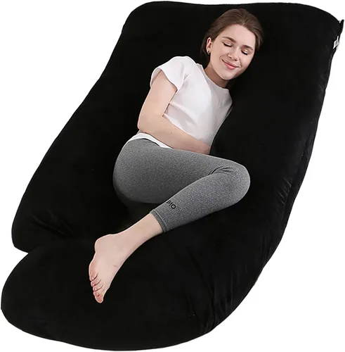 Vista 8 de Jcickt - Almohada de embarazo en forma de J, almohada corporal completa de 59 pulgadas con funda de jersey fácil de quitar y lavar, apoya