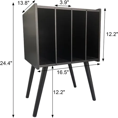 Vista 3 de Soporte para tocadiscos de bambú con 4 gabinetes con capacidad para hasta 100 vinilos, álbumes, mesa de almacenamiento de vinilo de mediados