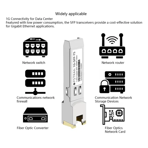 Vista 5 de Módulo transceptor de cobre de 10/100/1000BASE-T SFP SGMII compatible con Arista Networks SFP-GB-GE-TL SFP-1G-TL RJ45 328.1 ft Cat5e/6